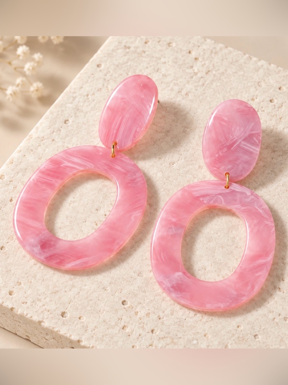 NWT - Pink Oval Drop Earrings
